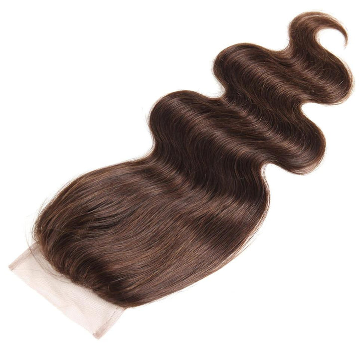 Chocolate Brown Body Wave 3 Bundles With 4X4 Lace Closure 100% virgin human hair - Msgem Hair