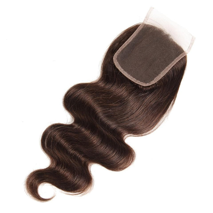 Chocolate Brown Body Wave 3 Bundles With 4X4 Lace Closure 100% virgin human hair - Msgem Hair