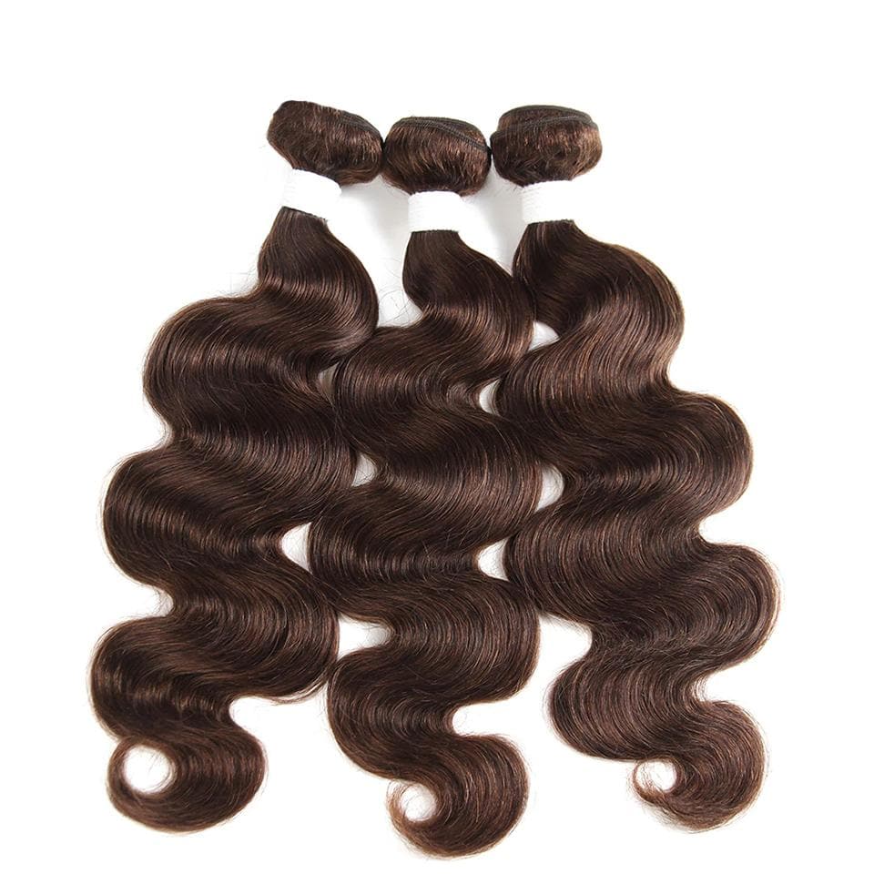 Chocolate Brown Body Wave 3 Bundles With 4X4 Lace Closure 100% virgin human hair - Msgem Hair