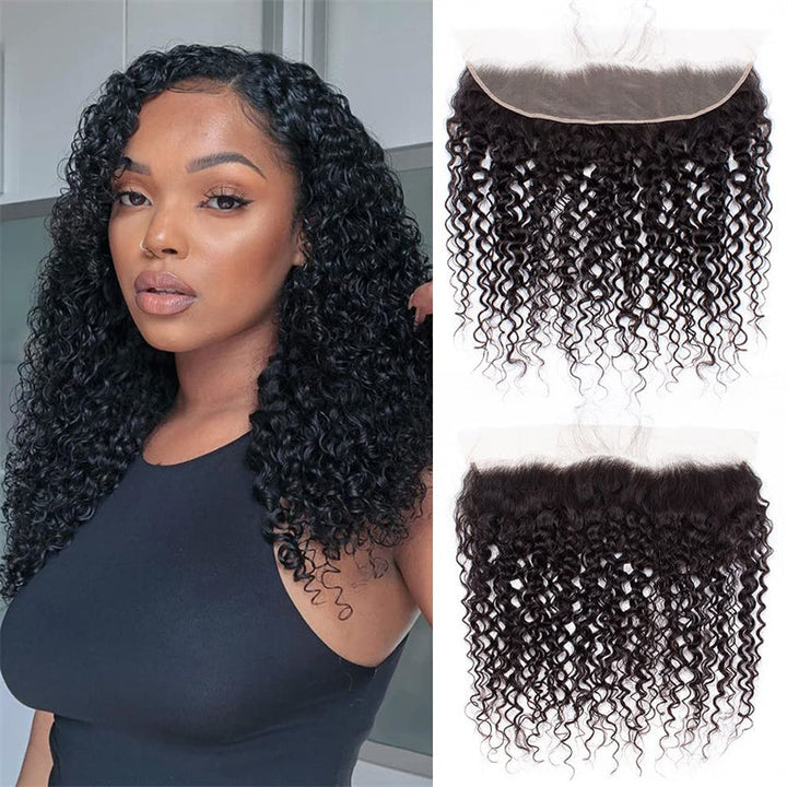 Msgem Curly Wave 13x4 Lace Frontal 100% Human Hair HD Lace Frontal Closure