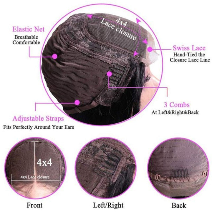 CLEARANCE | Msgem 4x4 Lace Closure Human Hair Wigs 180% - Msgem Hair