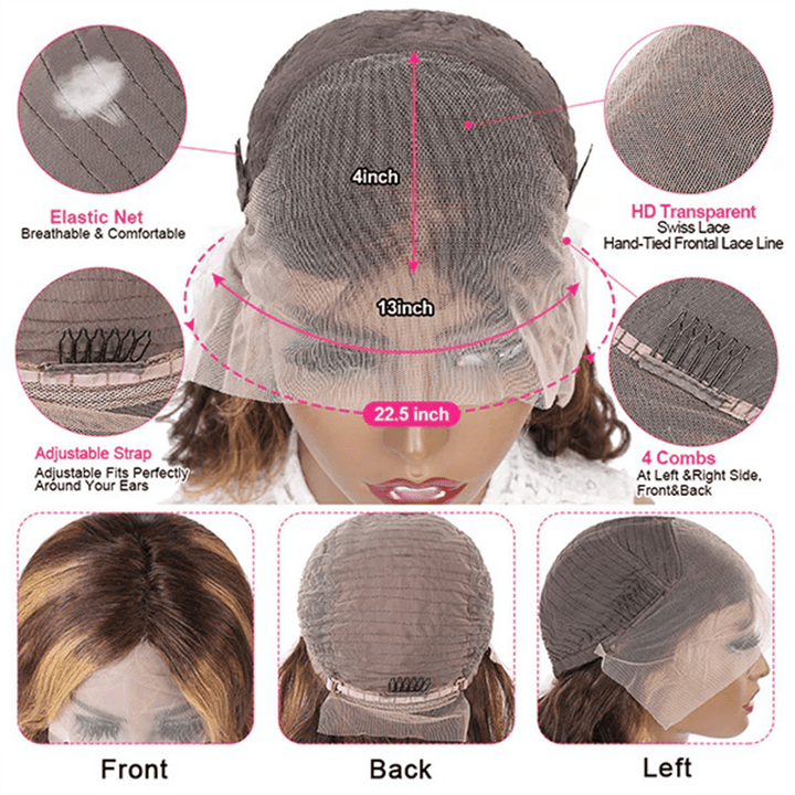 CLEARANCE | Msgem P4/27 Highlight Human Hair Wigs 13x4 Lace Front Wigs Straight Body Water Wave Style - Msgem Hair