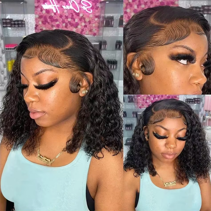 Msgem Burmese Curly Human Hair Bob Wig 13x4 Invisiable Lace Short Bob Wigs