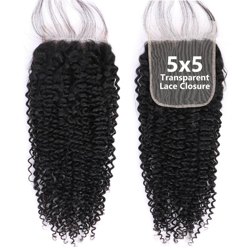 Msgem Curly Wave 5x5 Transparent HD Lace Closure Virgin Human Hair Frontal Closure