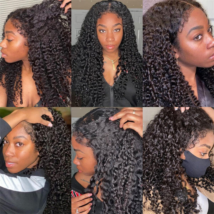 Msgem 4C Edges Curly Baby Hair 13x4 13x6 HD Invisible Lace Frontal Kinky Curly Human Hair Wigs with Natural 4C Edges