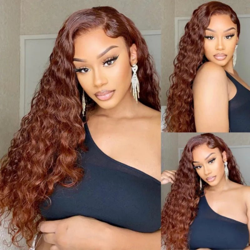 Dark Brown Water Wave 13x4 Transparent Lace Front Human Hair Wigs Pre Plucked With Baby Hair - Msgem Hair