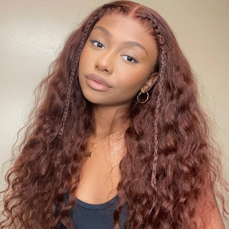 Dark Brown Water Wave 13x4 Transparent Lace Front Human Hair Wigs Pre Plucked With Baby Hair - Msgem Hair