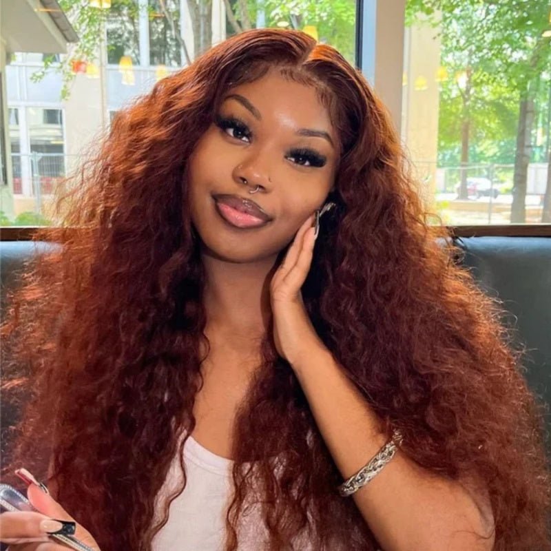 Dark Brown Water Wave 13x6 Transparent Lace Front Human Hair Wigs Pre Plucked With Baby Hair 180% Density - Msgem Hair