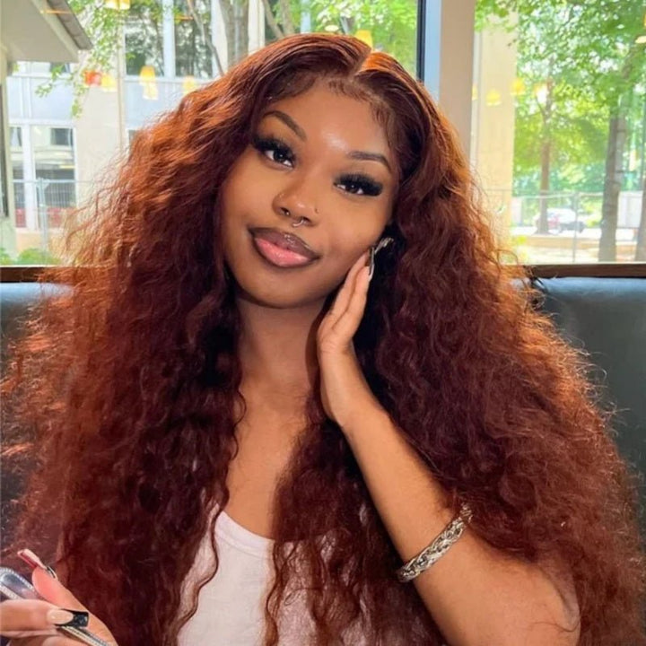 Dark Brown Water Wave 13x6 Transparent Lace Front Human Hair Wigs Pre Plucked With Baby Hair 180% Density - Msgem Hair