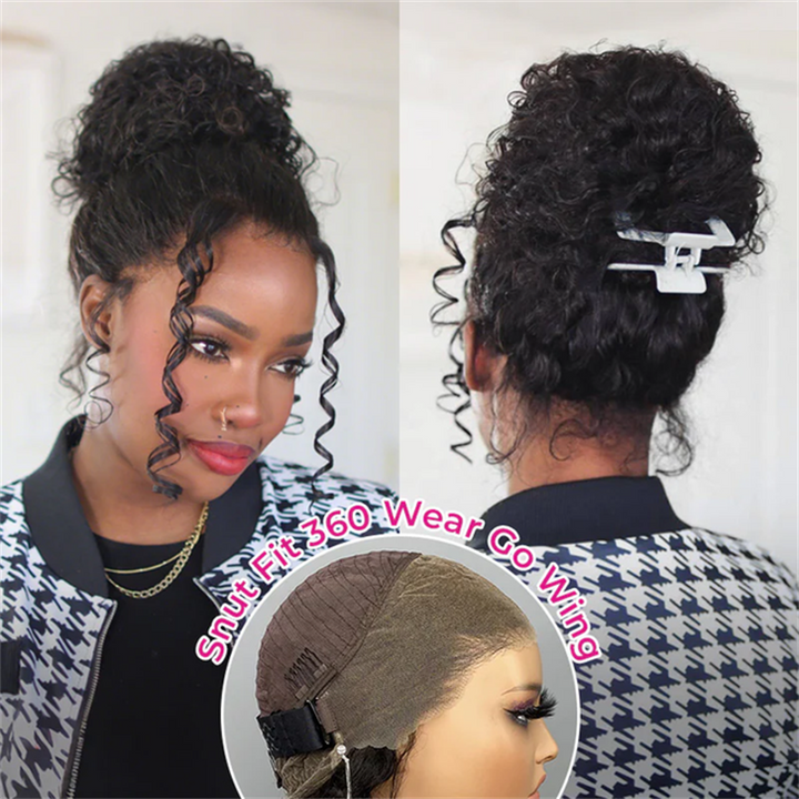 Msgem Invisi-Drawstring Snug Fit Deep Wave 360 Lace Frontal Wigs 180% Limited Deals