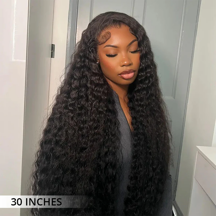 Msgem Deep Wave Human Hair Transaprent Lace Front Wigs 300% Density Luxury Custom Wigs