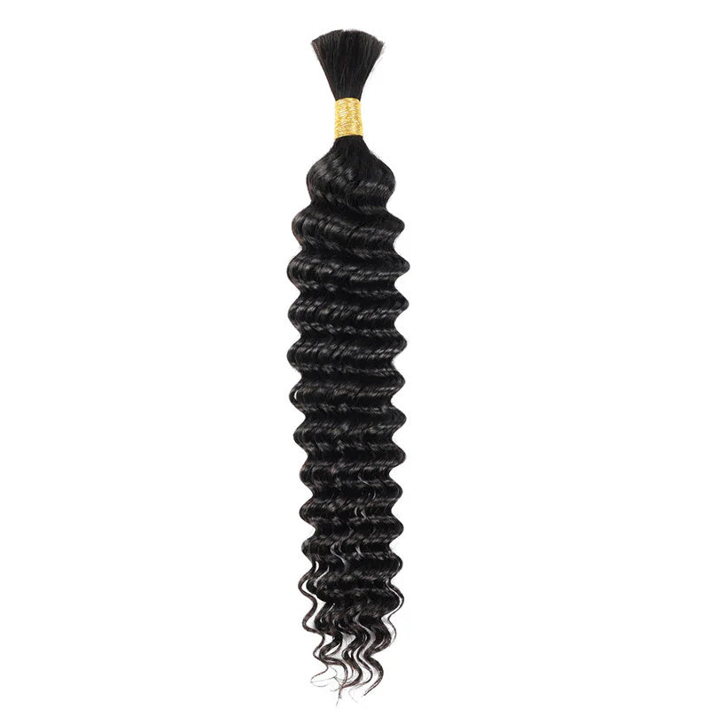 Msgem Boho Braids Human Hair Deep Wave Bulk Human Hair for Braiding No Weft 1PC
