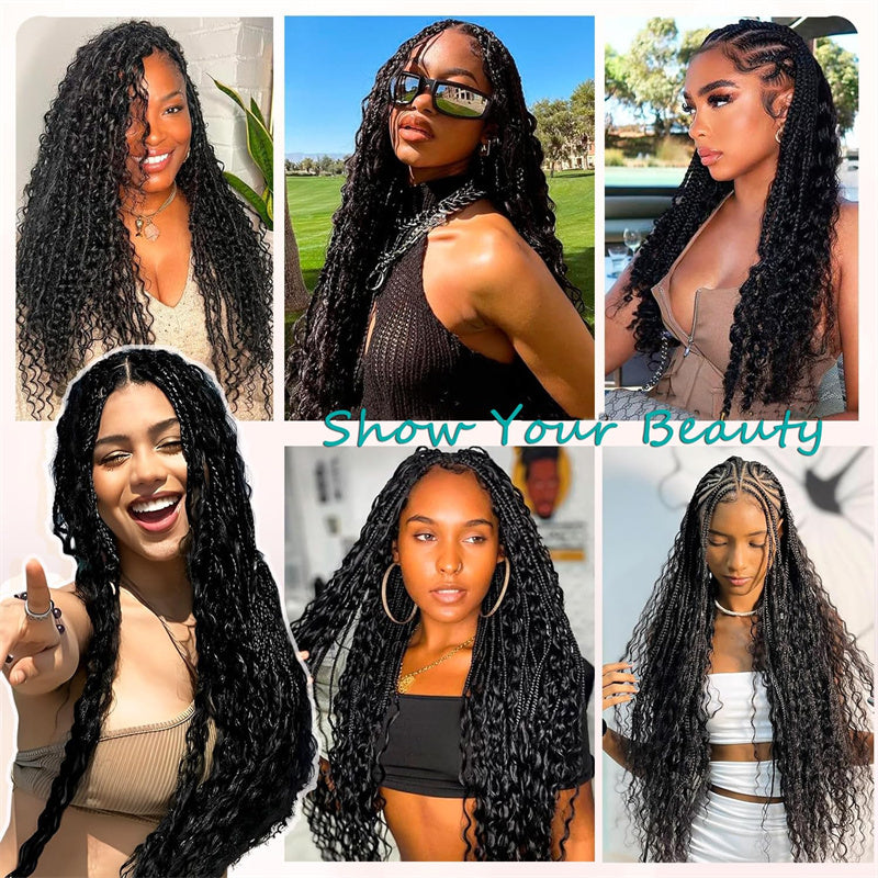 Msgem Boho Braids Human Hair Deep Wave Bulk Human Hair for Braiding No Weft 1PC