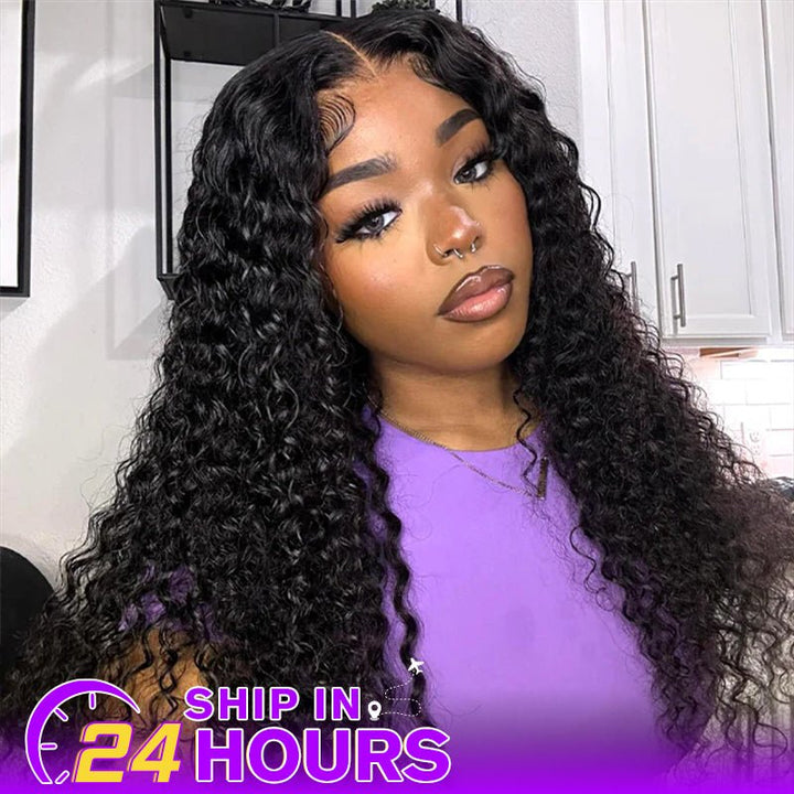 Deep Wave 100% Human Hair Wigs Transparent 13x4 Lace Front Wig - Msgem Hair