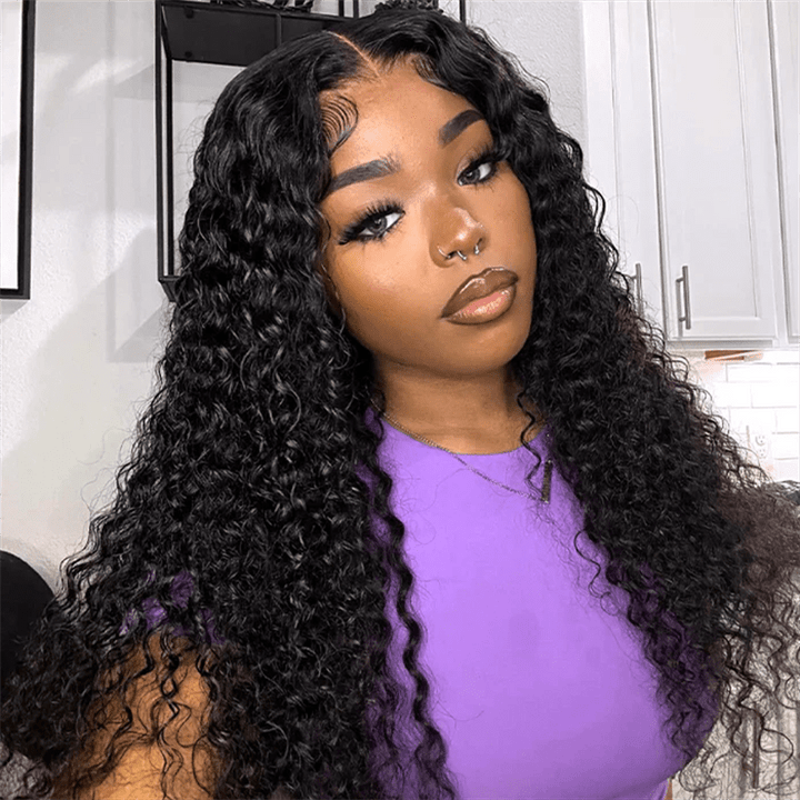 Deep Wave 100% Human Hair Wigs Transparent 13x4 Lace Front Wig - Msgem Hair