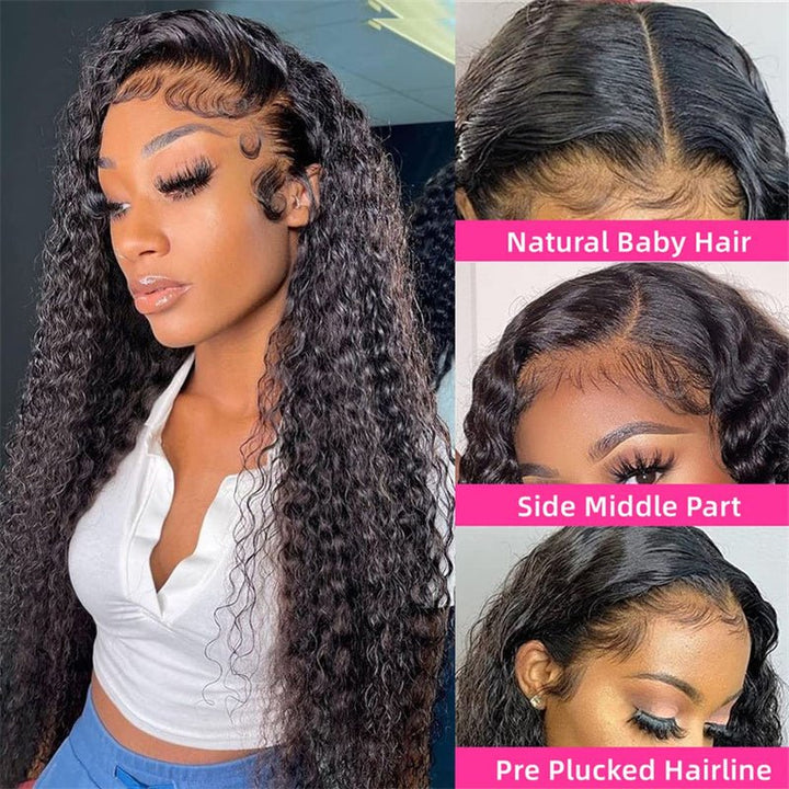 Deep Wave 3 Bundles with 4x4 Lace Closure with Baby Hair Natural Color - Msgem Hair