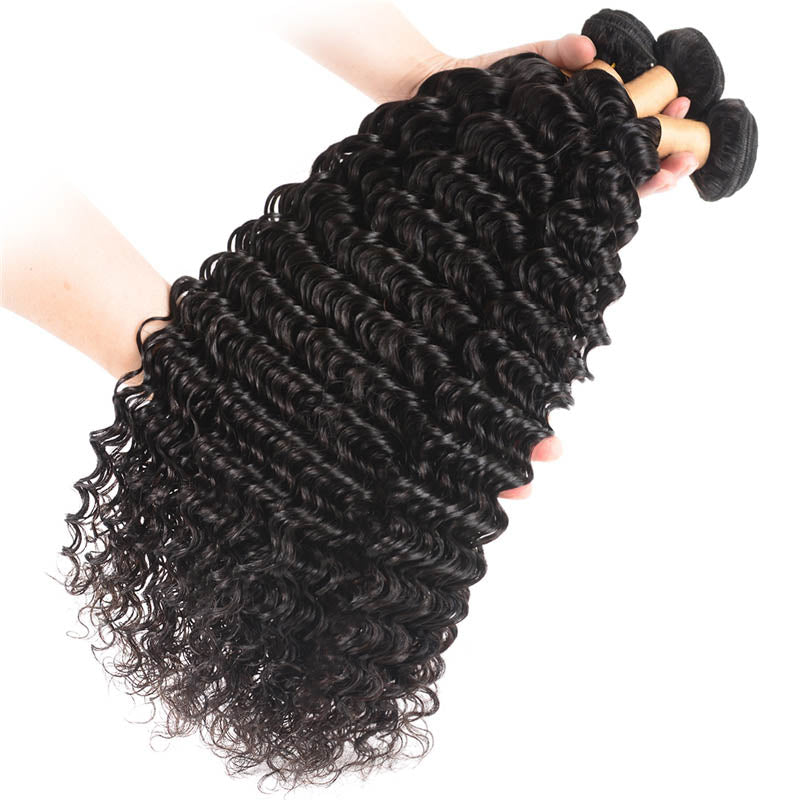 Deep Wave Brazilian Hair Bundles With 13x4 Lace Frontal - Msgem Hair