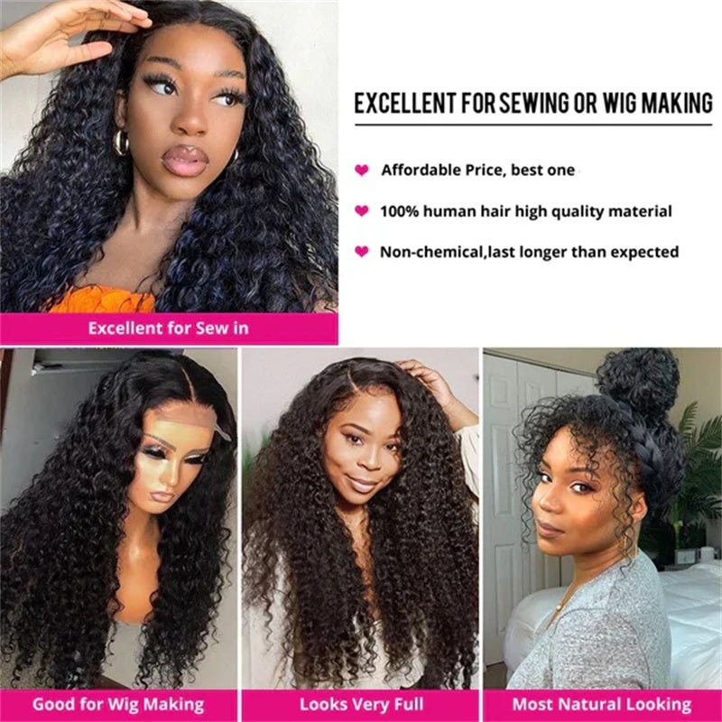 Deep Wave Human Hair Bundles with Closure Brazilian Hair 4 Bundles with 4x4 Lace Closure - Msgem Hair