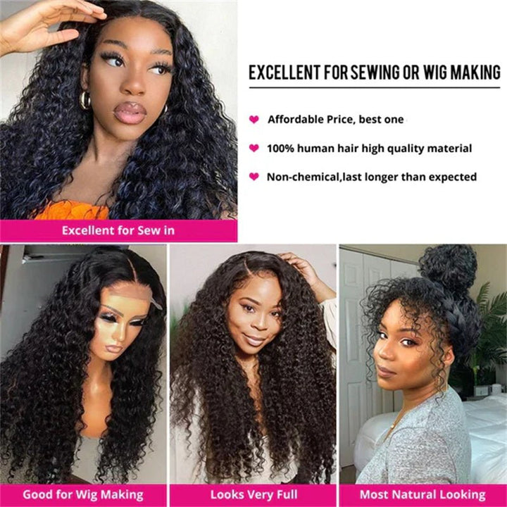 Deep Wave Human Hair Bundles with Closure Brazilian Hair 4 Bundles with 4x4 Lace Closure - Msgem Hair