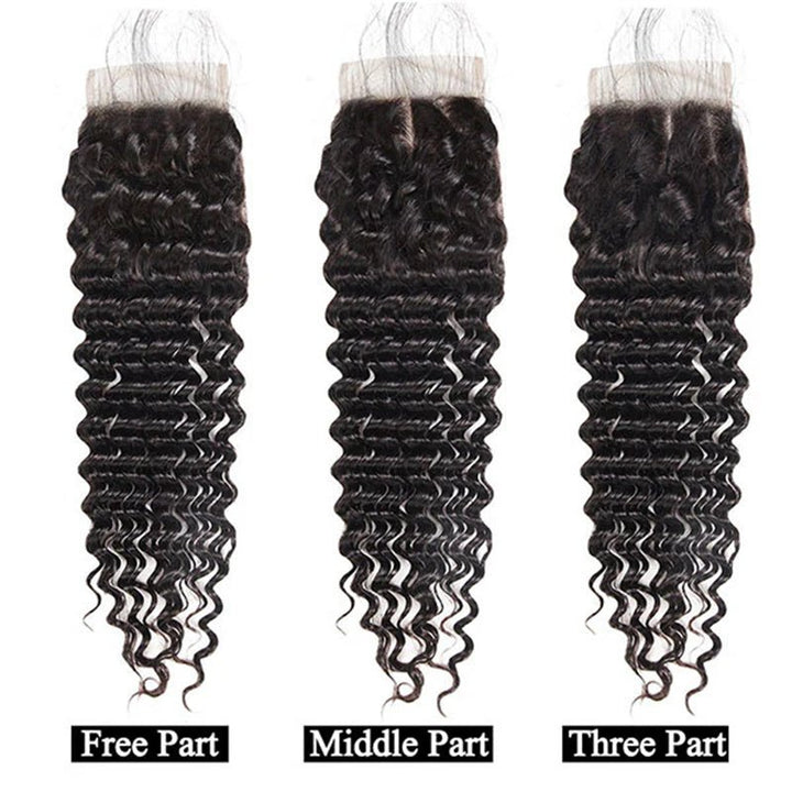 Deep Wave Human Hair Bundles with Closure Brazilian Hair 4 Bundles with 4x4 Lace Closure - Msgem Hair