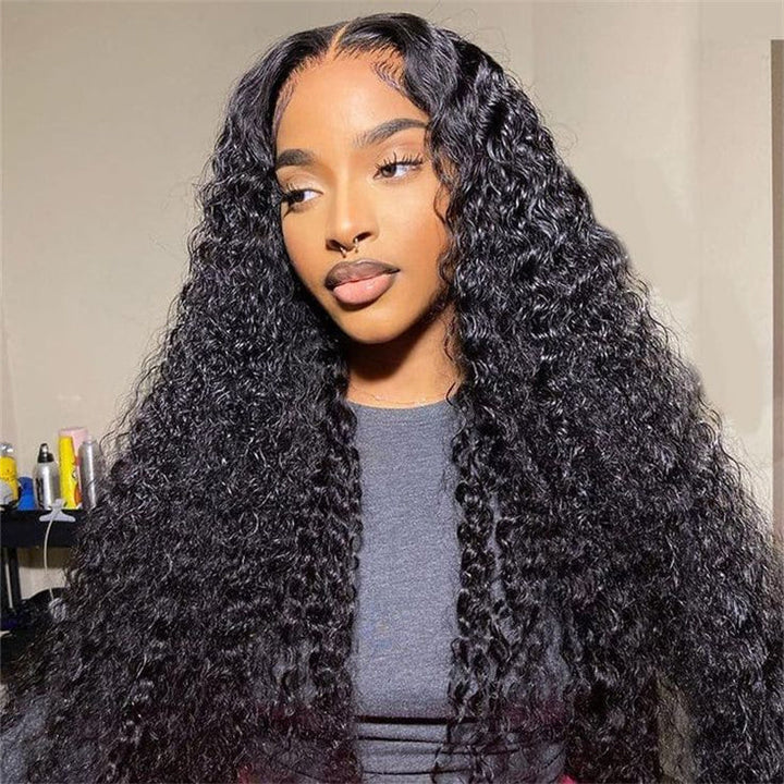 Msgem 13x6 Lace Frontal Wig Human Hair Deep Wave Pre Plucked Hairline 180% Density Virgin Human Hair