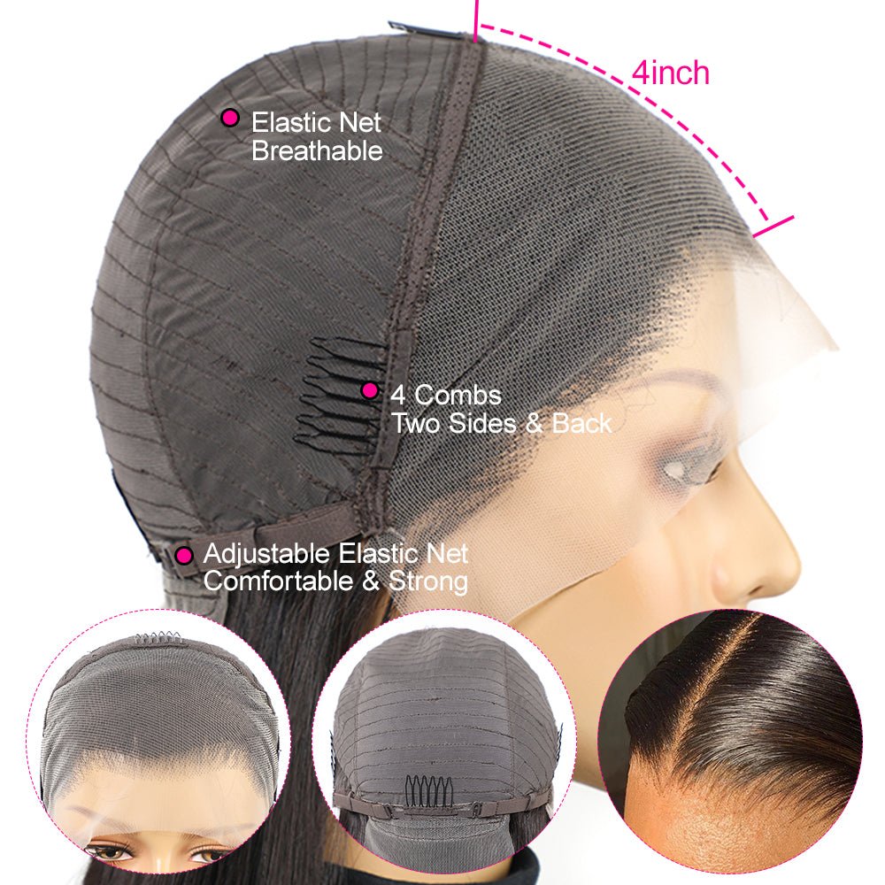 Fast Delivery Msgem 13x4 Pre- Bleached Knots Lace Frontal wigs Straight Natural Color Human Hair Transprent Lace