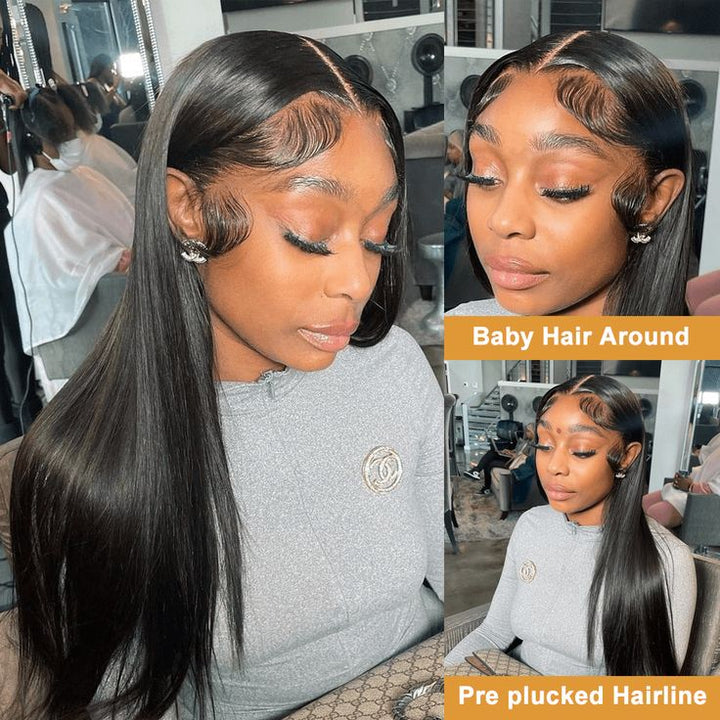 Fast Delivery Msgem 13x4 Pre- Bleached Knots Lace Frontal wigs Straight Natural Color Human Hair Transprent Lace