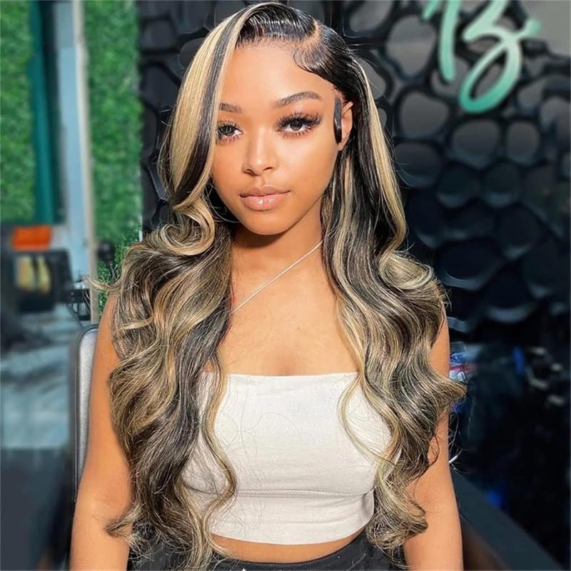 Fast Delivery Msgem 13x4 Skinlike Real HD Lace Frontal Wigs Human Hair Body Wave P1B/27 Highlight Ombre Color Wig - Msgem Hair