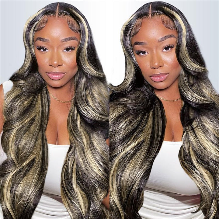 Fast Delivery Msgem 13x4 Skinlike Real HD Lace Frontal Wigs Human Hair Body Wave P1B/27 Highlight Ombre Color Wig - Msgem Hair