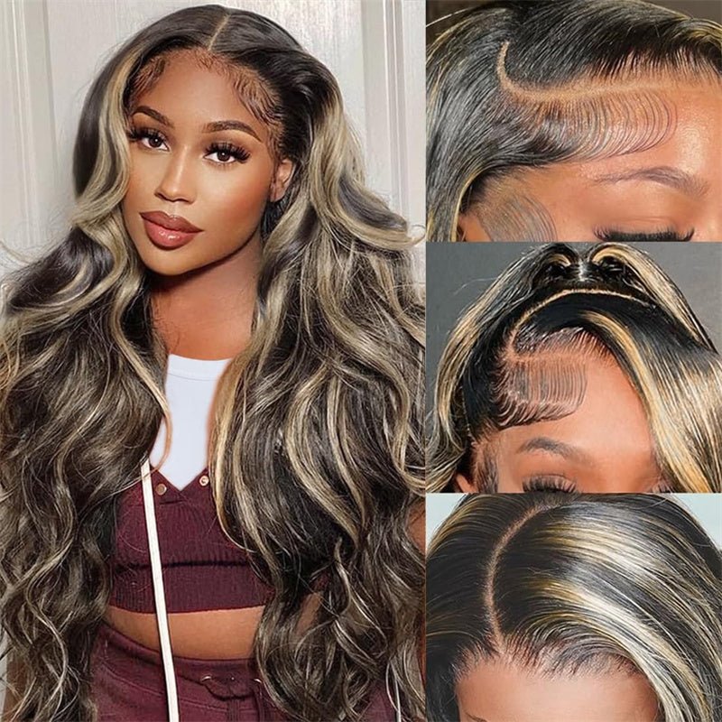 Fast Delivery Msgem 13x4 Skinlike Real HD Lace Frontal Wigs Human Hair Body Wave P1B/27 Highlight Ombre Color Wig - Msgem Hair