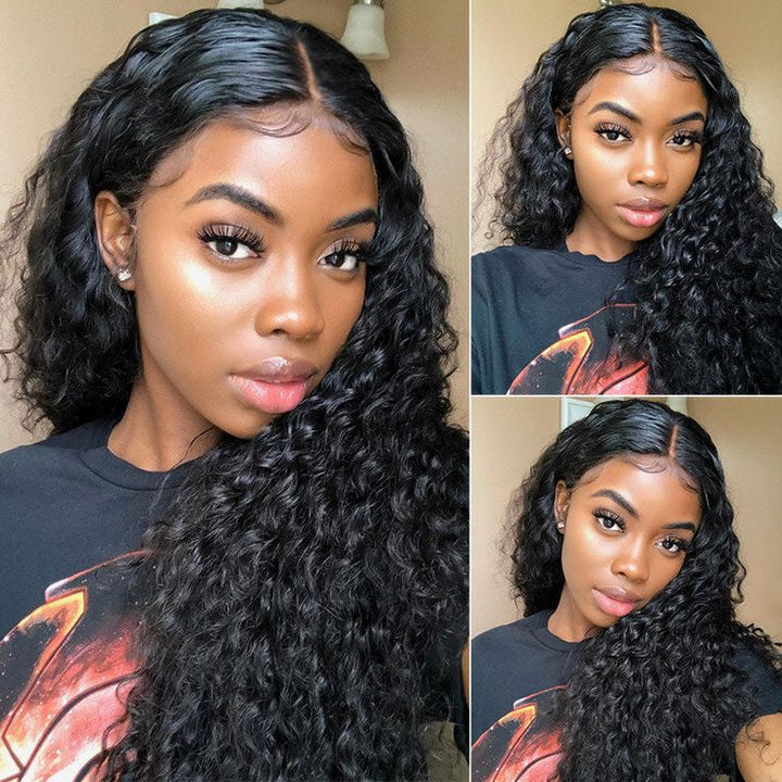 Fast Delivery Msgem 13x6 Lace frontal Human Hair Wig 180% Full Density Water Wave HD Transparent Lace Fronal Wigs