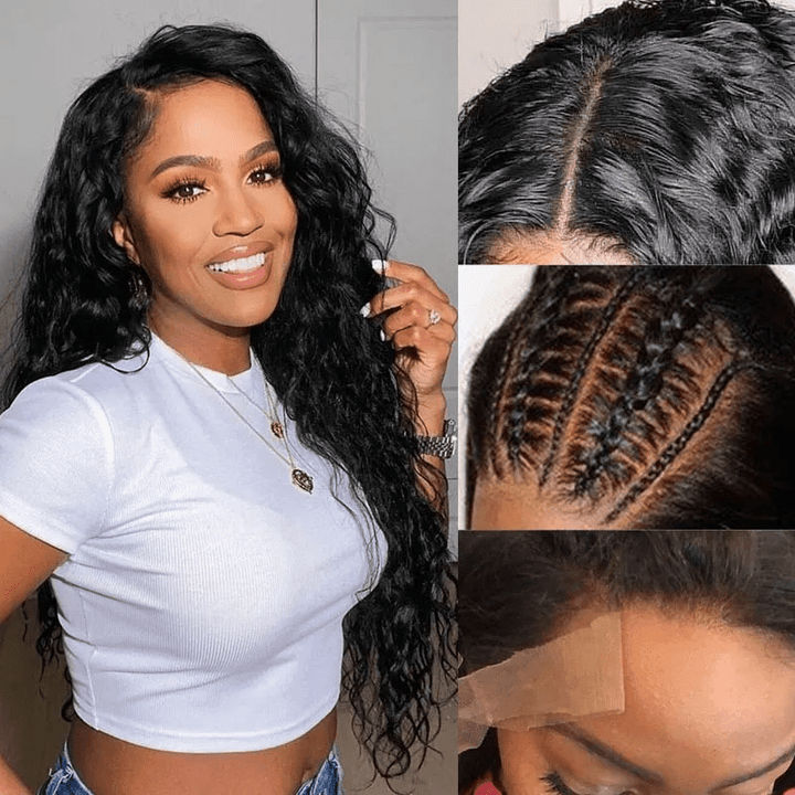 Fast Delivery Msgem 13x6 Lace frontal Human Hair Wig 180% Full Density Water Wave HD Transparent Lace Fronal Wigs