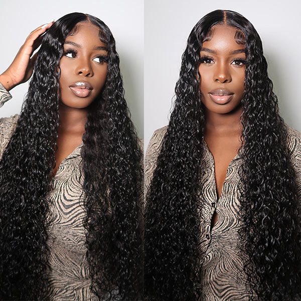 Fast Delivery Msgem 13x6 Lace frontal Human Hair Wig 180% Full Density Water Wave HD Transparent Lace Fronal Wigs