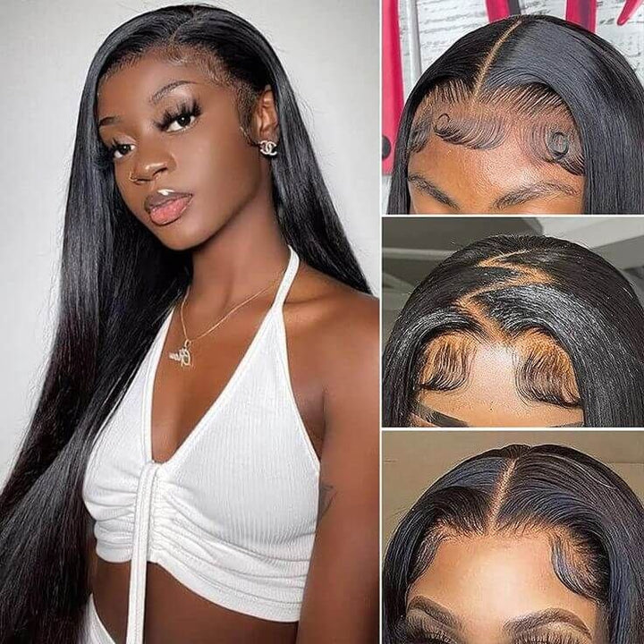 Fast Delivery Msgem 13X6 Lace Frontal Wigs Human Hair Transparent Lace Straight Long inches Brazilian Virgin Hair