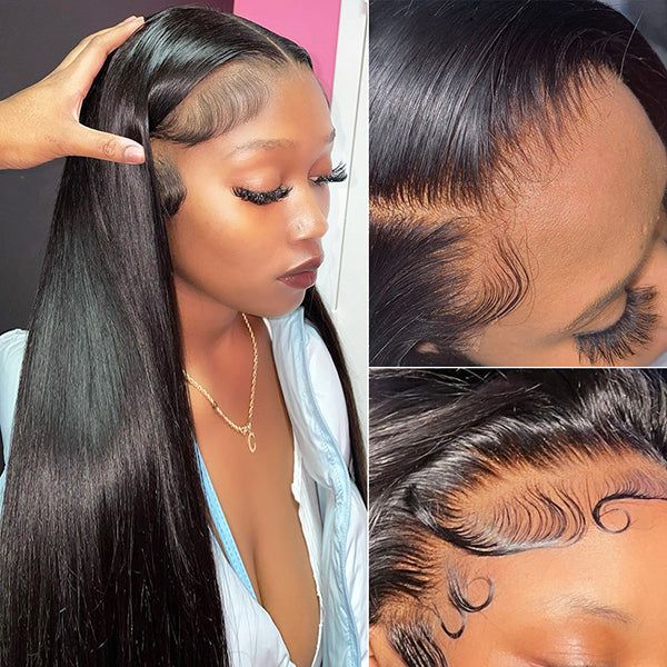 Fast Delivery Msgem 13X6 Lace Frontal Wigs Human Hair Transparent Lace Straight Long inches Brazilian Virgin Hair