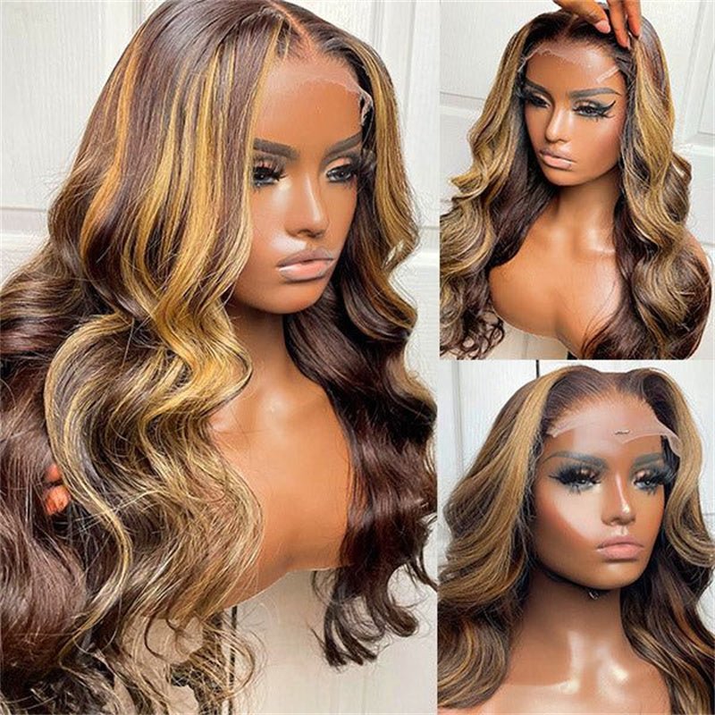 Fast Delivery Msgem Black Girl Body Wave HD Lace Wigs P4/27 Highlight 13x4 Frontal Human Hair Wigs - Msgem Hair