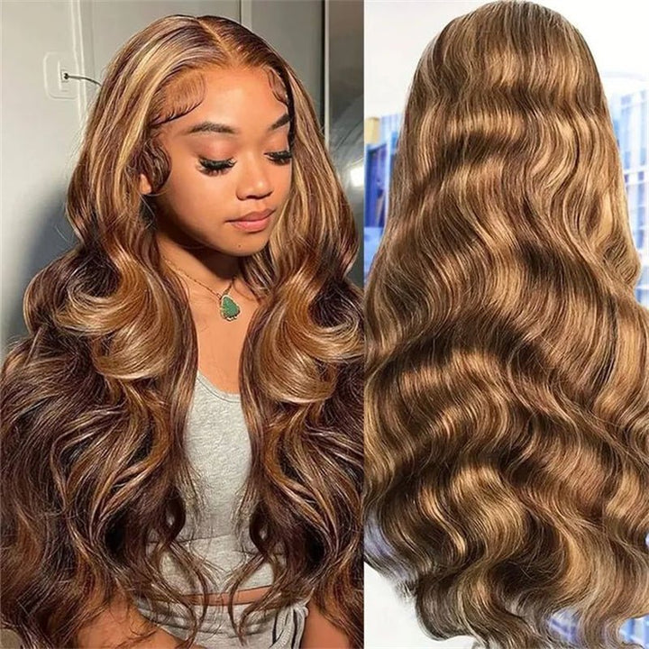 Fast Delivery Msgem Black Girl Body Wave HD Lace Wigs P4/27 Highlight 13x4 Frontal Human Hair Wigs - Msgem Hair