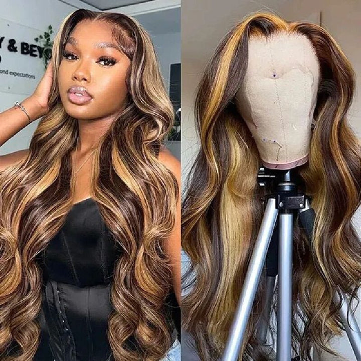 Fast Delivery Msgem Black Girl Body Wave HD Lace Wigs P4/27 Highlight 13x4 Frontal Human Hair Wigs - Msgem Hair