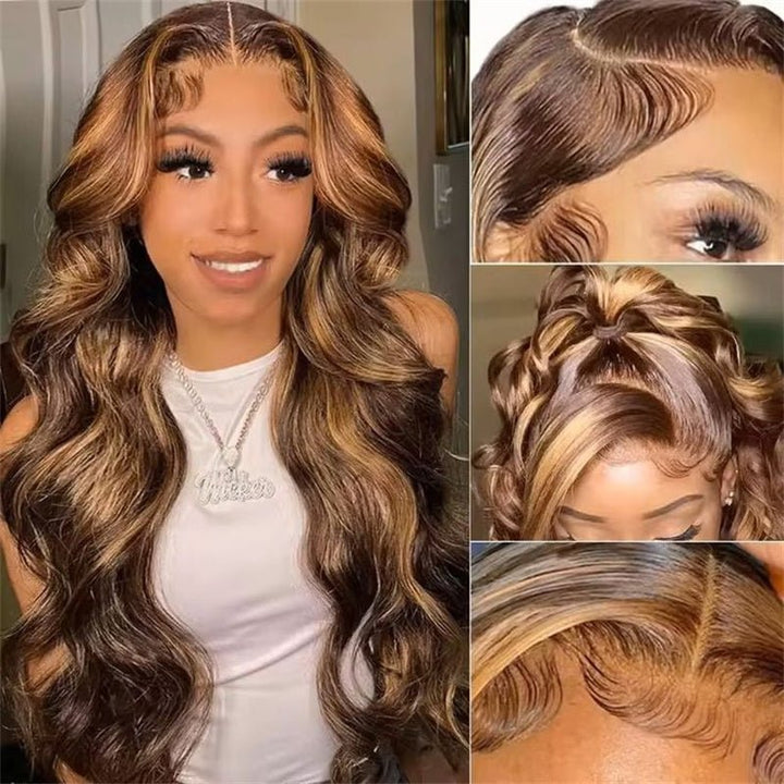 Fast Delivery Msgem Black Girl Body Wave HD Lace Wigs P4/27 Highlight 13x4 Frontal Human Hair Wigs - Msgem Hair