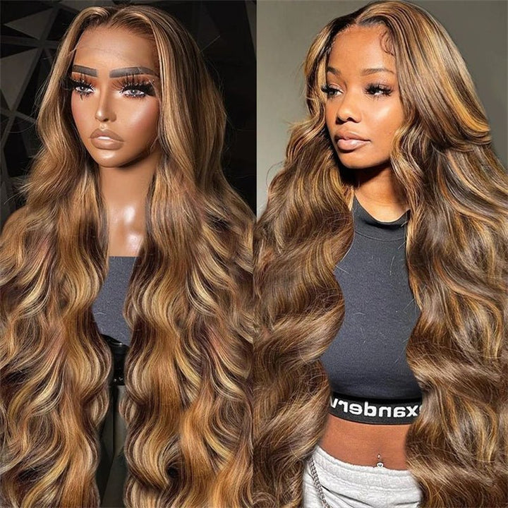 Fast Delivery Msgem Black Girl Body Wave HD Lace Wigs P4/27 Highlight 13x4 Frontal Human Hair Wigs - Msgem Hair