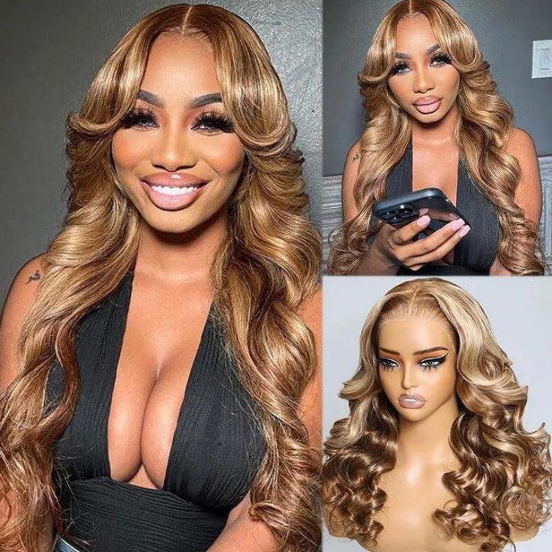 Fast Delivery Msgem Black Girl Honey Brown P4/27 Highlights 13x4 13x6 Full Lace Frontal Wig 180% Hair Density - Msgem Hair