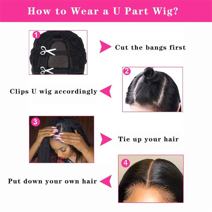 Flash Sale | Msgem U Part Wigs 100% Human Hair Wig Beginner Friendly No Glue - Msgem Hair