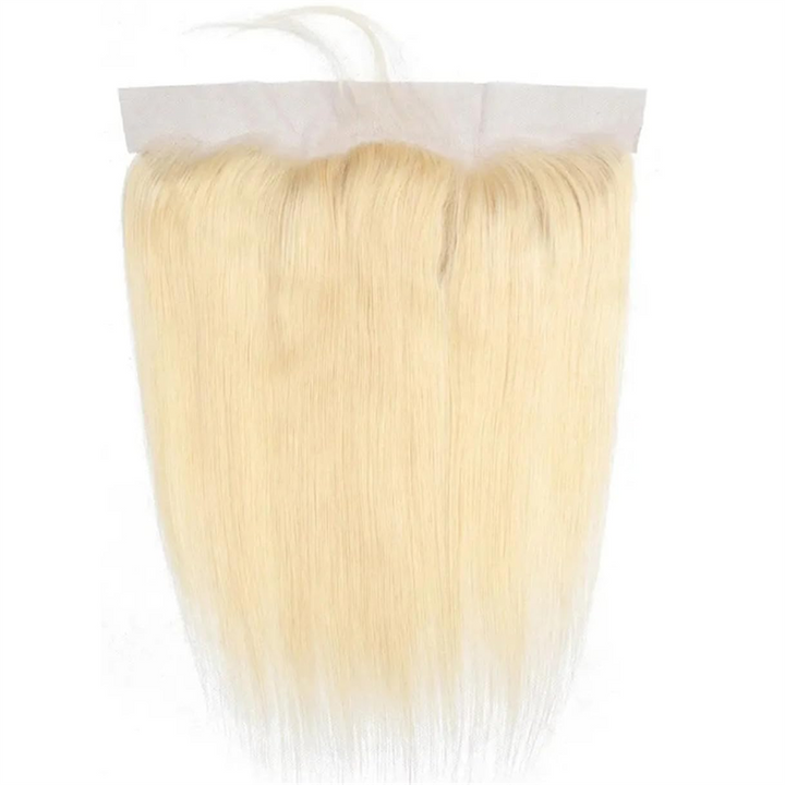Msgem 613 Blonde Color Straight Human Hair 3 Bundles with 13x4 Lace Frontal Closure