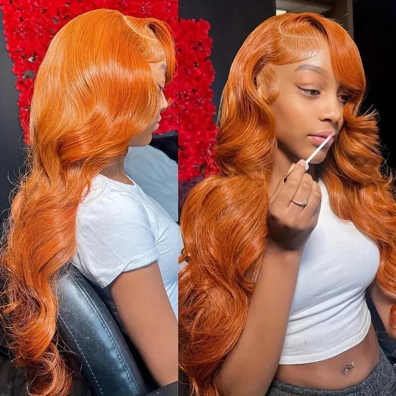 Ginger Orange Hair Bundles with Closure 4x4 Body Wave/Straight Human Hair Bundles with Closure - Msgem Hair