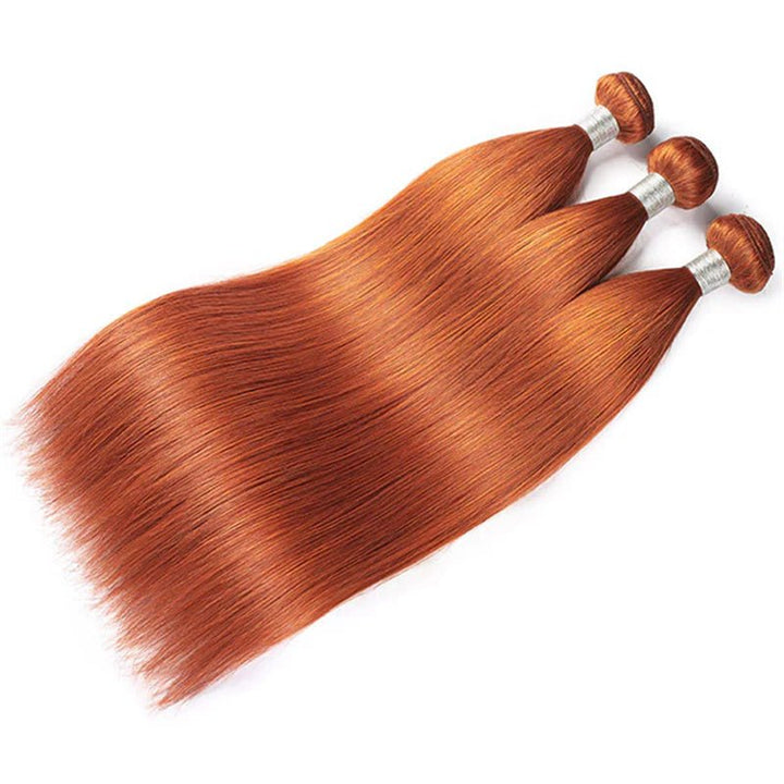 Ginger Orange Hair Bundles with Closure 4x4 Body Wave/Straight Human Hair Bundles with Closure - Msgem Hair