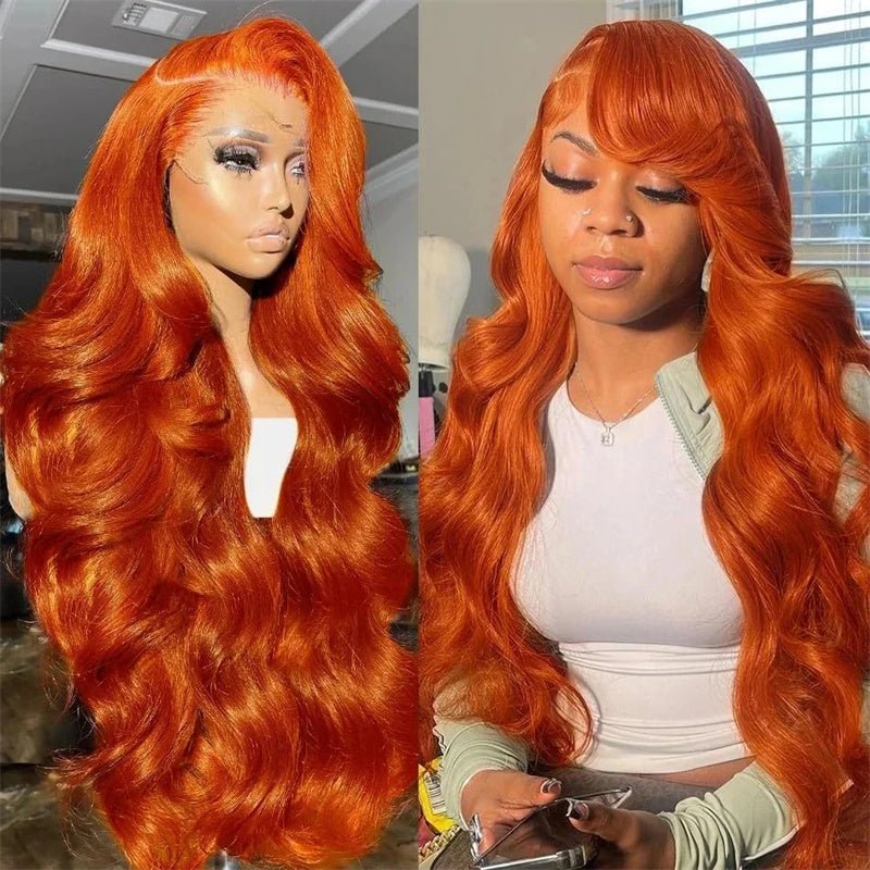 Ginger Orange Lace Front Wigs 13x6 Body Wave Frontal Wigs Human Hair Pre Plucked Transparent Lace Wig - Msgem Hair