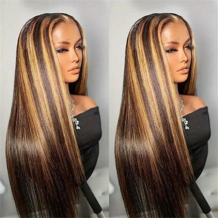 Lomoda Glueless Wigs 5x5 Lace Closure Wig P4/27 Highlight Straight Human Hair Wigs 180%