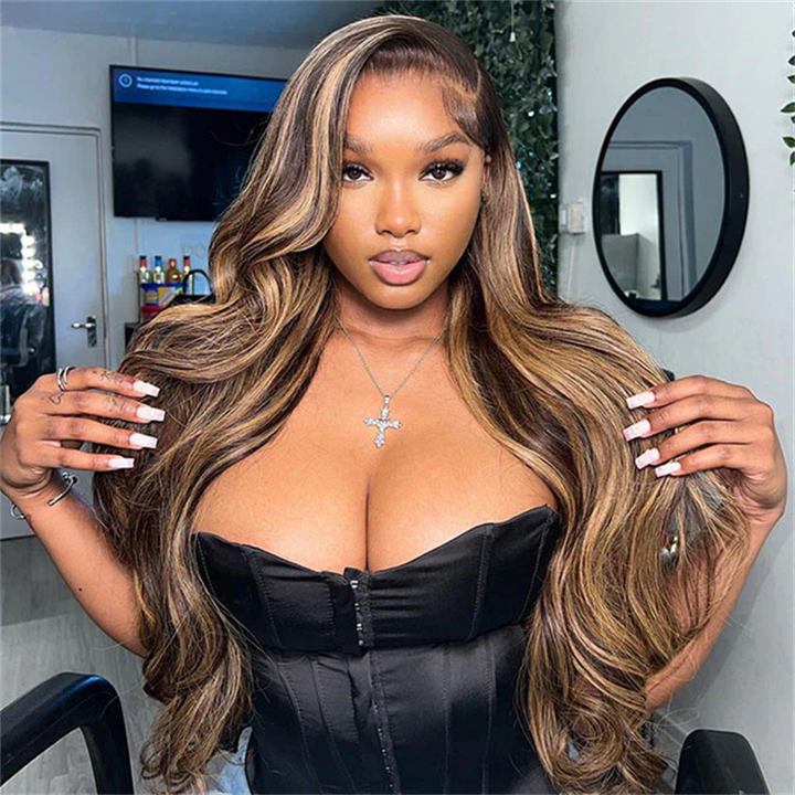 CLEARANCE | Msgem P4/27 Highlight Human Hair Wigs 13x4 Lace Front Wigs Straight Body Water Wave Style
