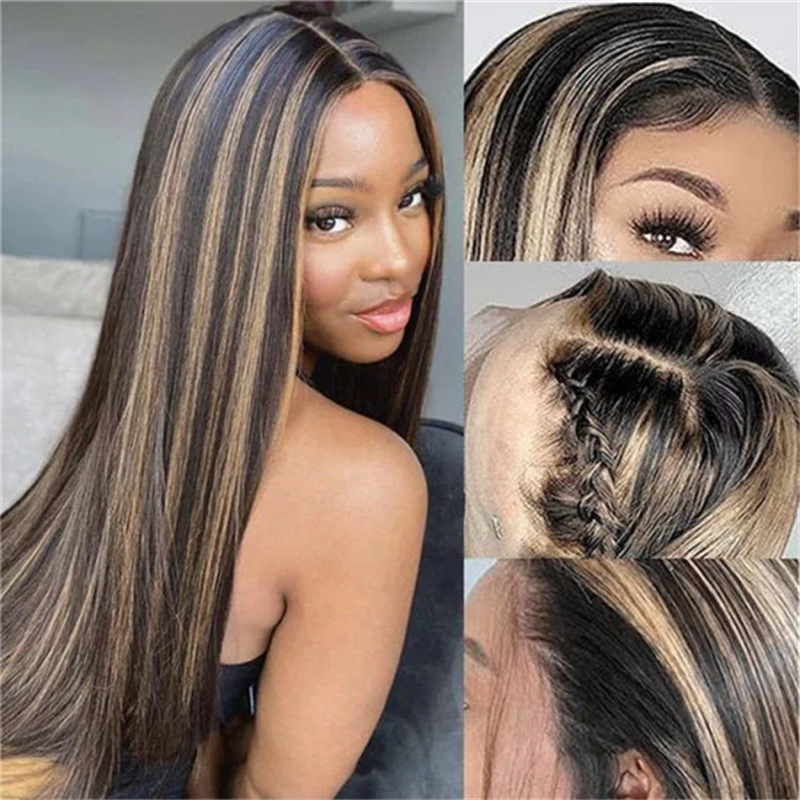 Msgem P1B/27 Highlight 13x6 Lace Front Wigs Pre-Cut Straight Hair 5x5 Wear Go Glueless Wig