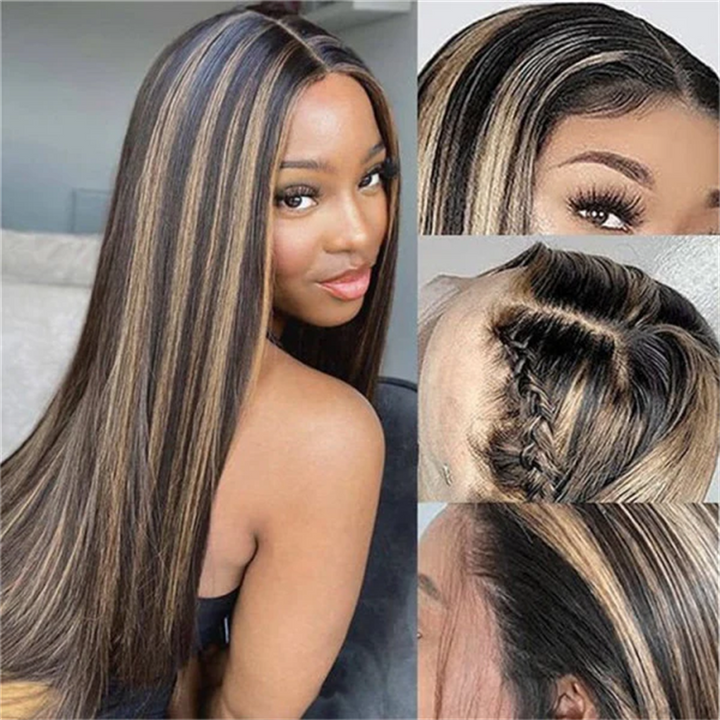 Msgem P1B/27 Highlight 13x6 Lace Front Wigs Pre-Cut Straight Hair 5x5 Wear Go Glueless Wig